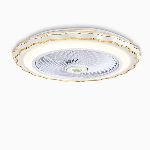 Goldish White Crown-Shaped Modern Bladeless Ceiling Fan with light and Remote - Image 5