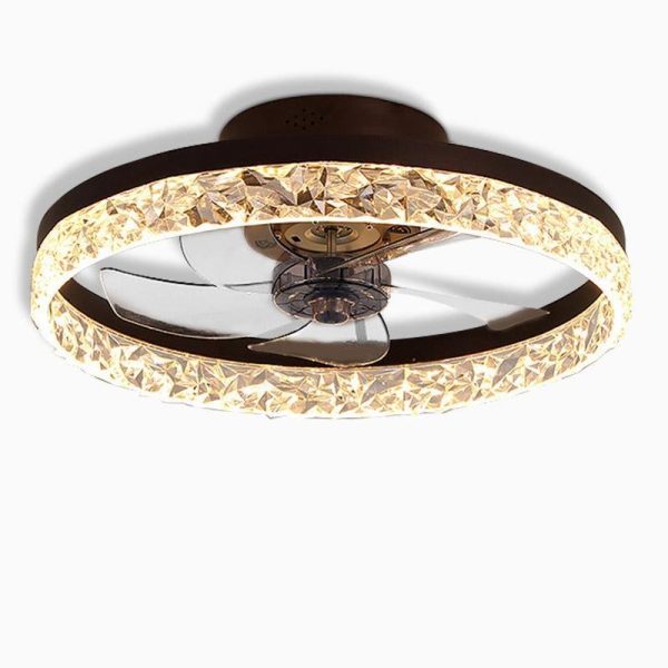 5- Blade Circular Iron Rustic Flush Mount Ceiling Fan With LED Bulbs Remote Control - Image 7