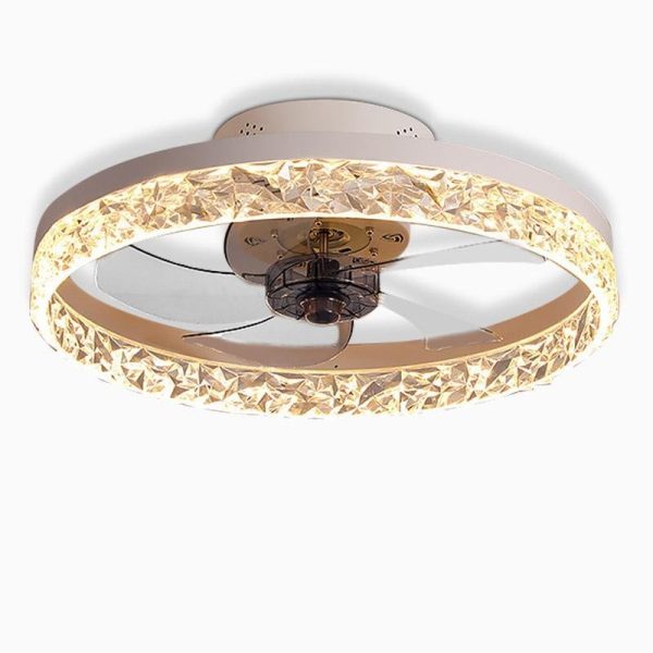 5- Blade Circular Iron Rustic Flush Mount Ceiling Fan With LED Bulbs Remote Control - Image 9
