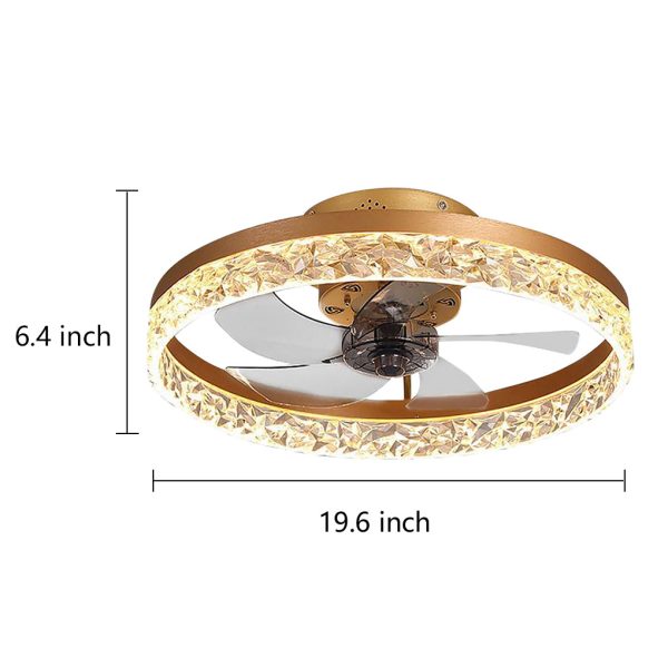 5- Blade Circular Iron Rustic Flush Mount Ceiling Fan With LED Bulbs Remote Control - Image 5