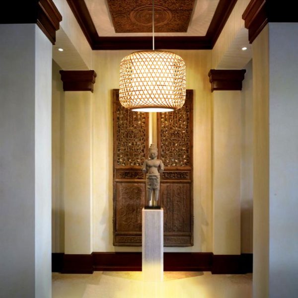 Sleek Modern-Looking Cylindrical Bamboo Pendant Light Entryway Hallway Lighting