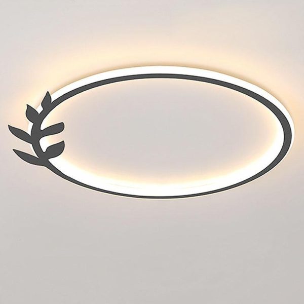 20'' Round Dimmable Black Flush Mount Ceiling Lights LED Lights with Leaf Shaped Edge - Image 4
