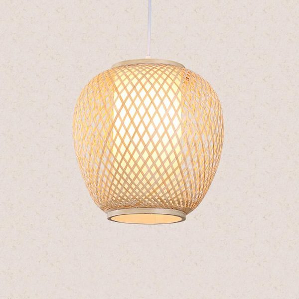 Farmhouse Dome Pendant Light Curvy Oval Bamboo Bedroom Pendant Light - Image 5