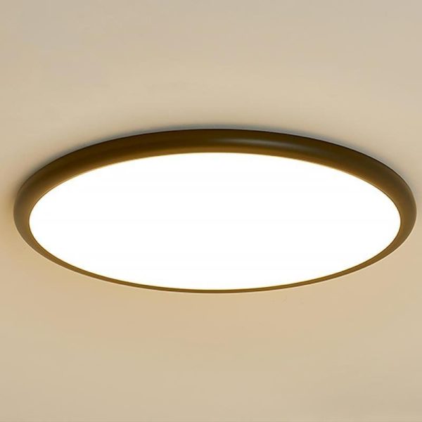 16'' Modern LED Geometric Circle Black Flush Mount Ceiling Lights with Black White Edge - Image 7