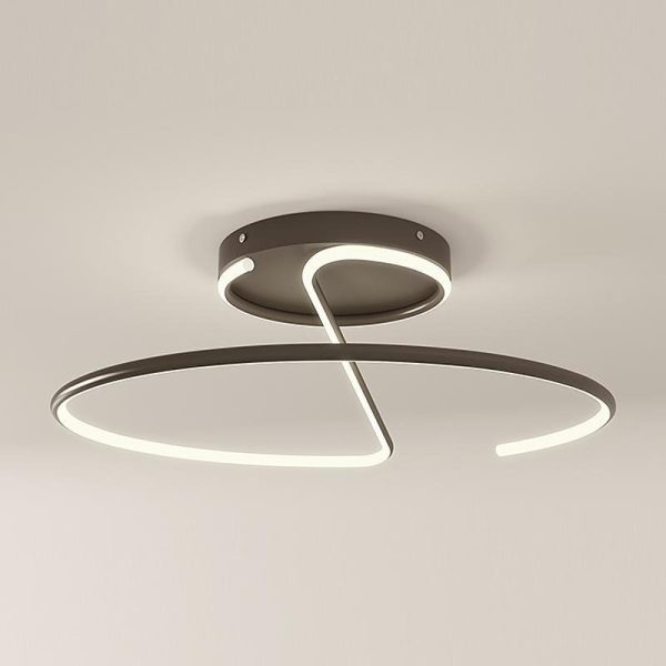 16 inch Sleek Wire-inspired Circular Modern LED Semi Flush Mount Ceiling Light - Image 9