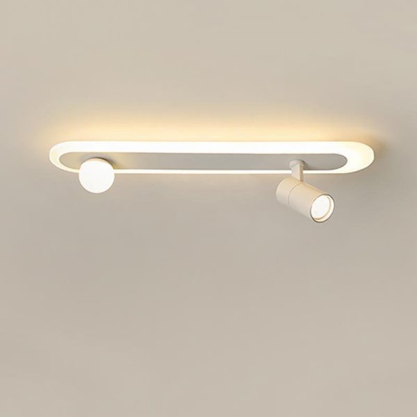 Rectangular LED Small Flush Mount Light with Spherical Bulb Spotlight - Image 3