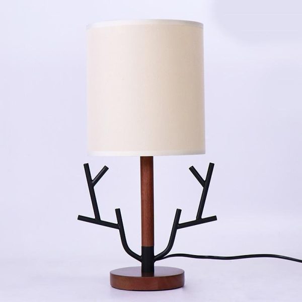 16 inch Vintage Rustic Tree Branch US Plug Table Lamp with Fabric Drum Shade - Image 6