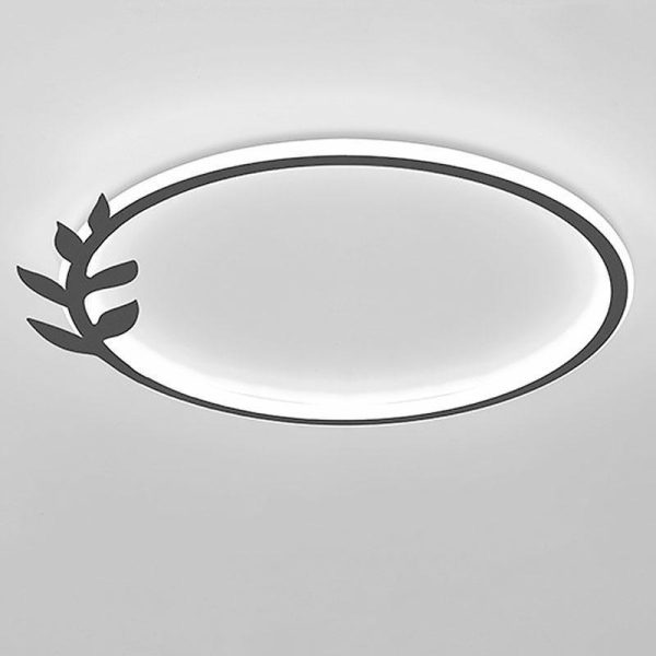 20'' Round Dimmable Black Flush Mount Ceiling Lights LED Lights with Leaf Shaped Edge - Image 6