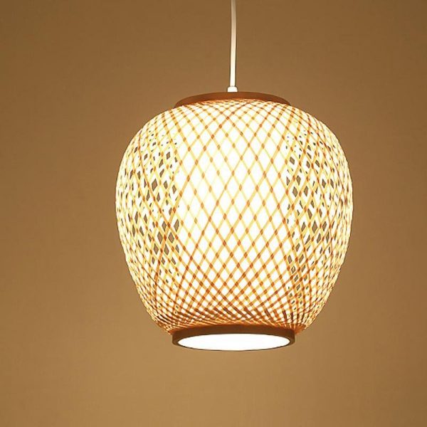 Farmhouse Dome Pendant Light Curvy Oval Bamboo Bedroom Pendant Light - Image 4