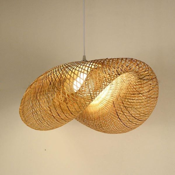 24'' Modern Farmhouse Curved Bamboo Pendant Light - Image 5