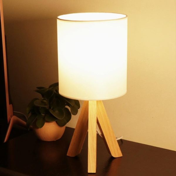 15 inch Wood Modern Tripod Table Lamp - Image 3