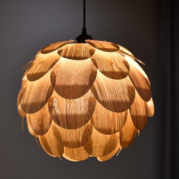 15'' Rustic Pineapple Shaped Wood Pendant Light - Image 2