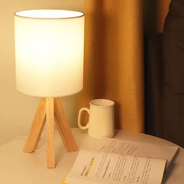 15 inch Wood Modern Tripod Table Lamp - Image 4