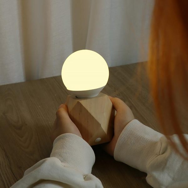 Handy Nordic Geometric Wooden Base Touch Mini Table Lamp - Image 5