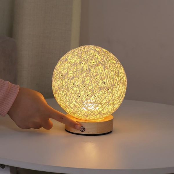 6 inch LED Natural Ratten Wicker Shade Table Lamp - Image 4