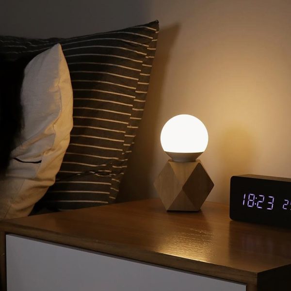 Handy Nordic Geometric Wooden Base Touch Mini Table Lamp - Image 3