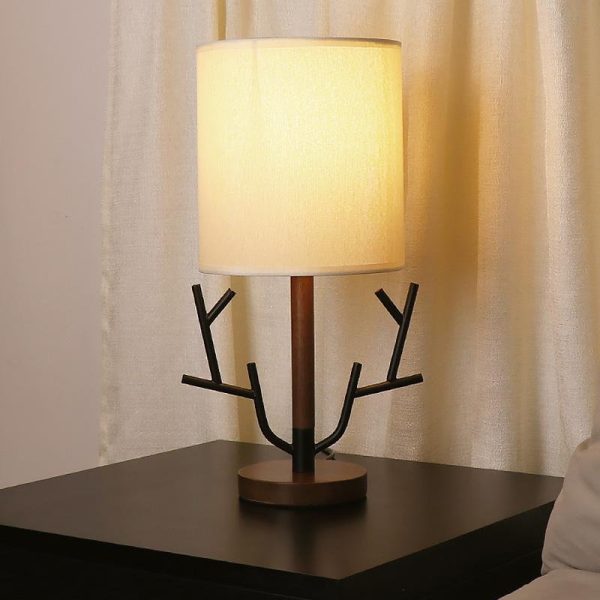 16 inch Vintage Rustic Tree Branch US Plug Table Lamp with Fabric Drum Shade - Image 4