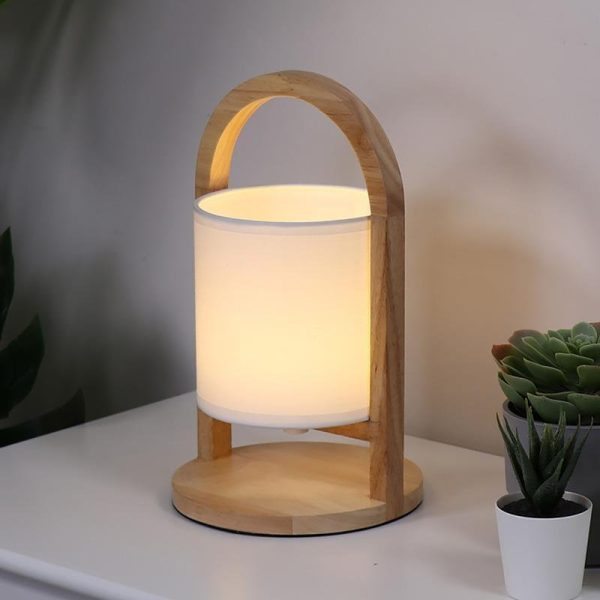 Battery Operated Wood Portable Accent Table Lamp - Image 2