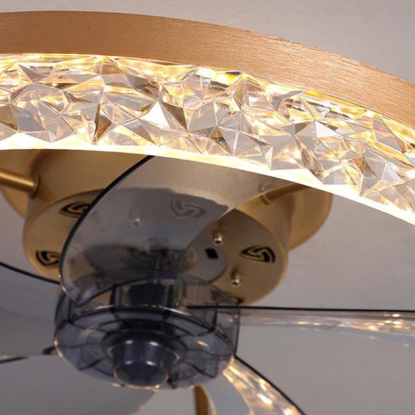 5- Blade Circular Iron Rustic Flush Mount Ceiling Fan With LED Bulbs Remote Control - Image 11