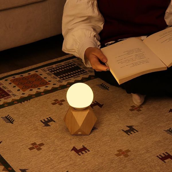 Handy Nordic Geometric Wooden Base Touch Mini Table Lamp - Image 4