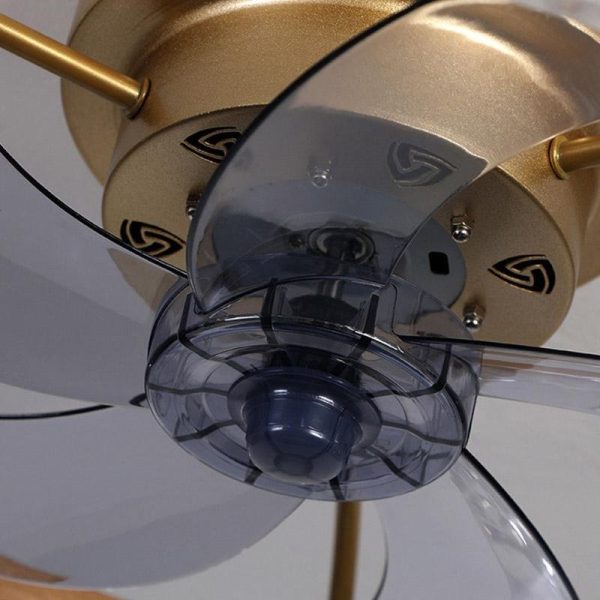 5- Blade Circular Iron Rustic Flush Mount Ceiling Fan With LED Bulbs Remote Control - Image 12