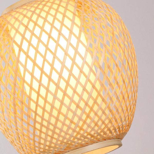 Farmhouse Dome Pendant Light Curvy Oval Bamboo Bedroom Pendant Light - Image 7
