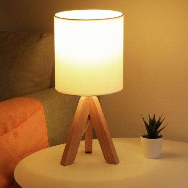 15 inch Wood Modern Tripod Table Lamp - Image 6