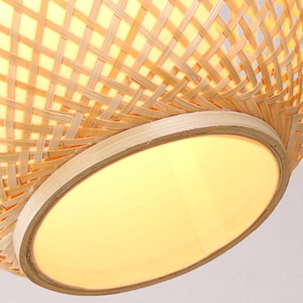 Farmhouse Dome Pendant Light Curvy Oval Bamboo Bedroom Pendant Light - Image 8
