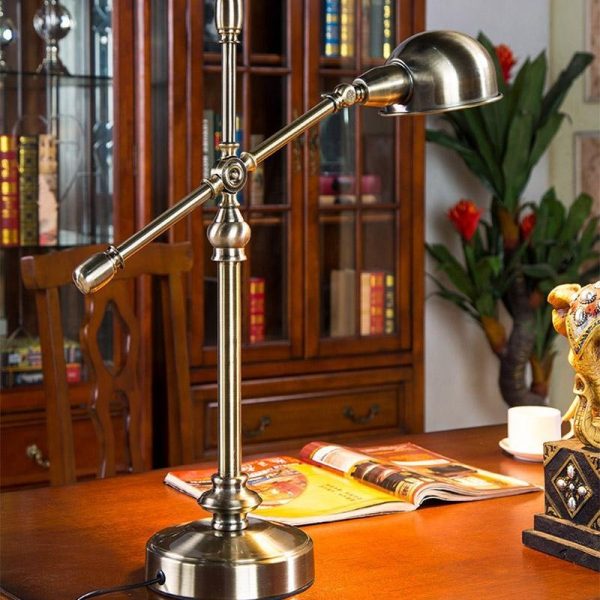 Vintage Metallic Dome Adjustable Desk Lamp with Flexible Arm for Study and Office - Image 3