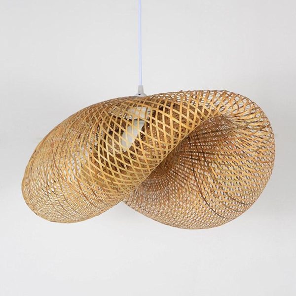 24'' Modern Farmhouse Curved Bamboo Pendant Light - Image 8