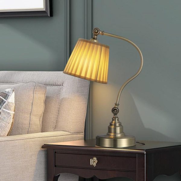 Industrial Empire-Style Metal Desk Lamp with Curved Arm and Adjustable Lighting - Image 2