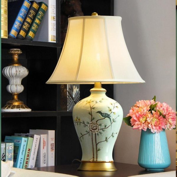 23 inch Oriental Vivid Branches and Birds Porcelain Table Lamp - Image 3