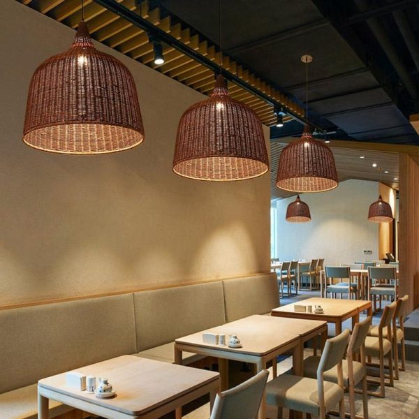 25'' Rustic Bell Shaped Rattan Pendant Light - Image 4