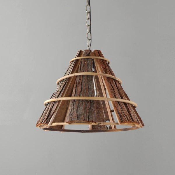 Cone Richly Colored Wood Pendant Light With a Unique Farmhouse Appearance - Image 5