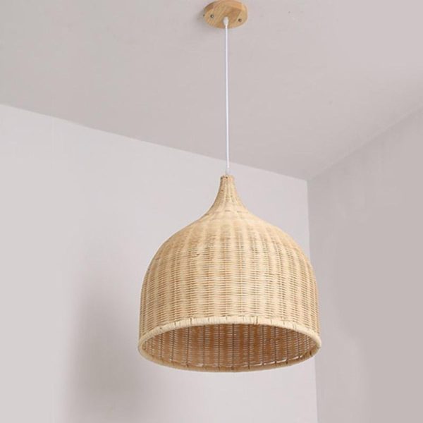 25'' Rustic Bell Shaped Rattan Pendant Light - Image 7