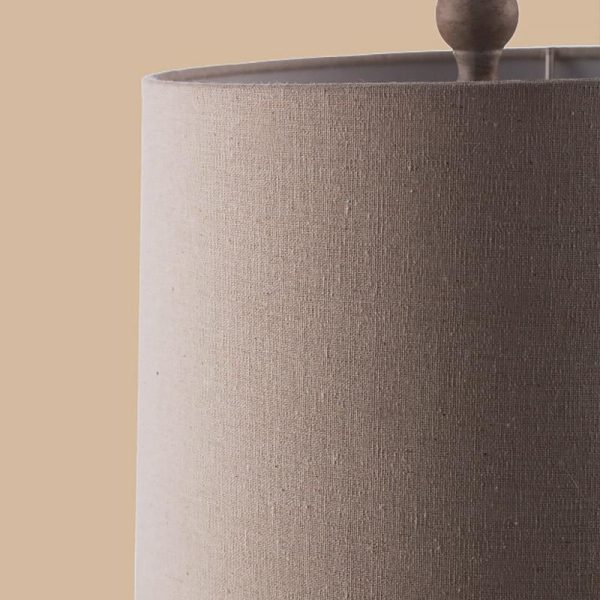 Rustic Oatmeal Fabric Shade Rope Stone Table Lamp - Image 9