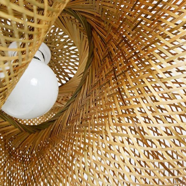 24'' Modern Farmhouse Curved Bamboo Pendant Light - Image 10