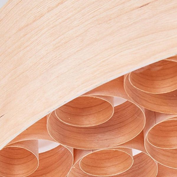 24'' Large Burlywood Drum Light Pendant Wood Living Room Pendant Lighting - Image 8