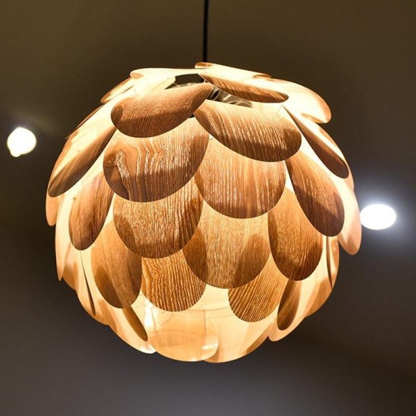 15'' Rustic Pineapple Shaped Wood Pendant Light - Image 8