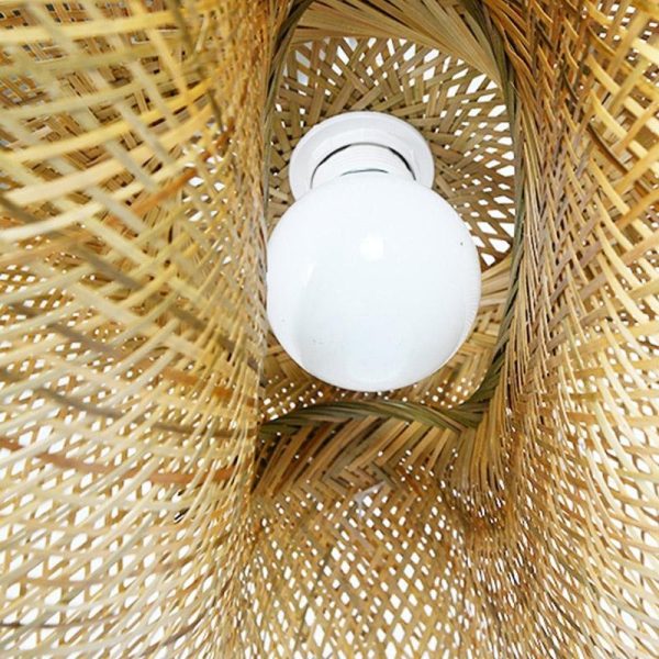 24'' Modern Farmhouse Curved Bamboo Pendant Light - Image 11