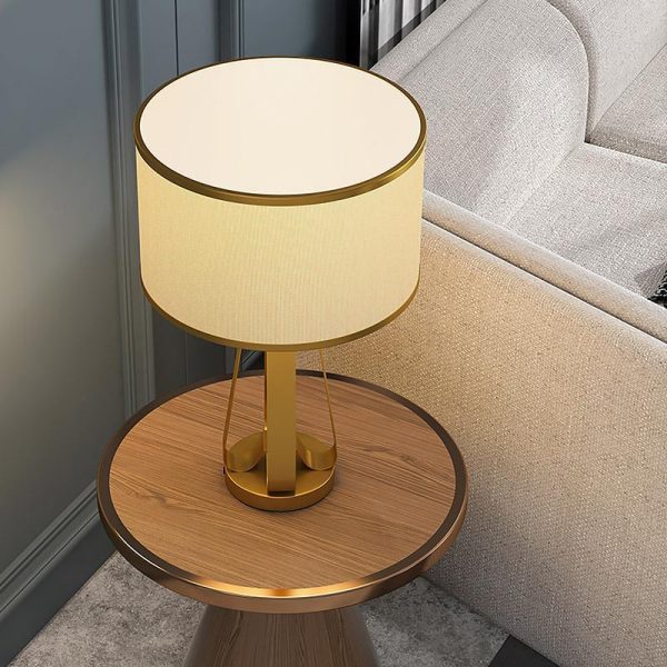 22 inch 1-Light Golden Faux Silk and Brass Geometric Table Lamp - Image 9
