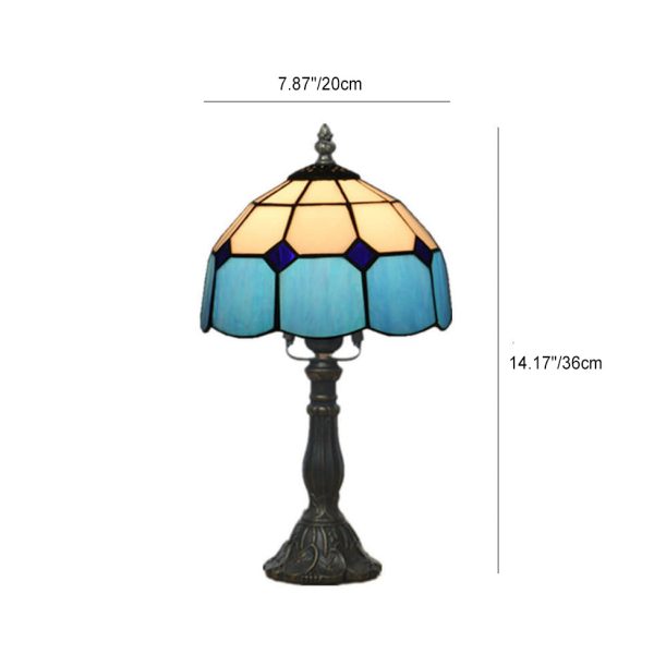 Vintage Tiffany Mediterranean Stained Glass 1-Light Table Lamp - Image 19