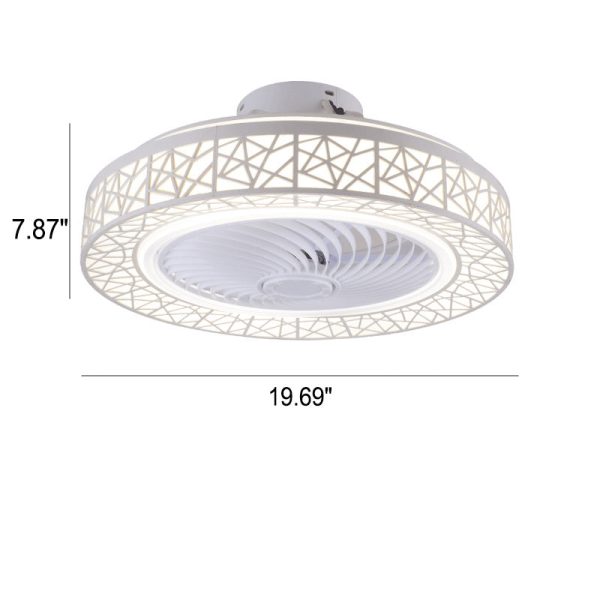 Modern Luxury Round Lace LED Flush Mount Ceiling Fan Light - Image 7