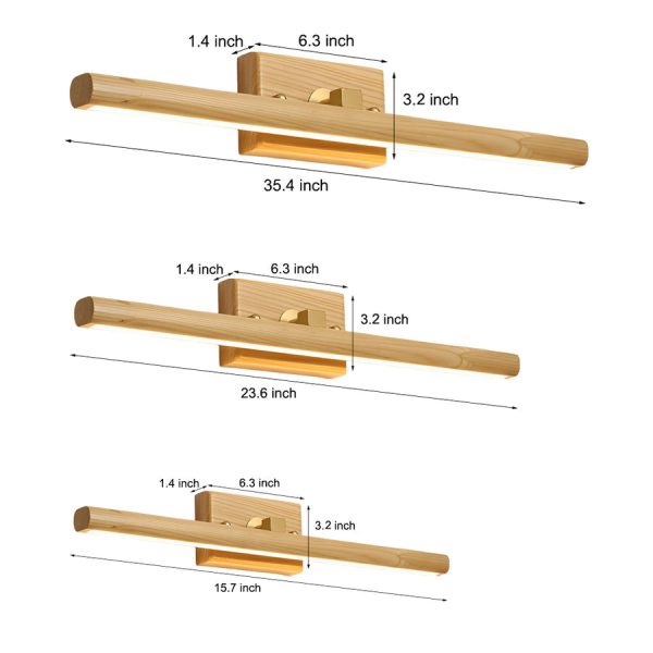 15''/23''/35'' Bathroom Vanity Light with Rotatable Wood LED Fixture - Image 7