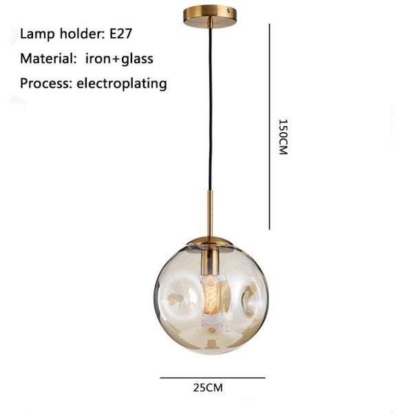 Electroplated Glass Globe LED Modern Pendant Lighting Hanging Lamp Island Lights - Image 3
