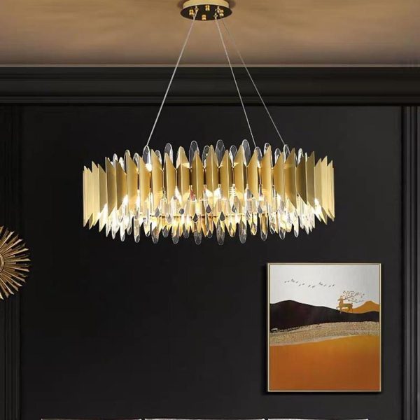 Modern Round Crystal Chandelier Stainless Steel Single Ceiling Light - Image 2