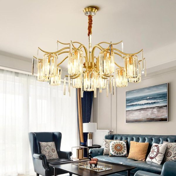 Classical 11-lights LED Copper Glass Crystal Modern Chandeliers - Image 5