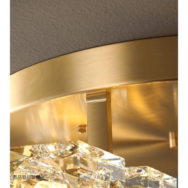 6 Light Unique Crystal Brass Flush Mount Light LED Ceiling Light - Image 9