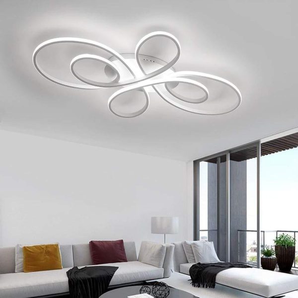 Artistic Curved Dimmable LED Modern Ceiling Lights Chandelier Flush Mount Lighting - Image 4