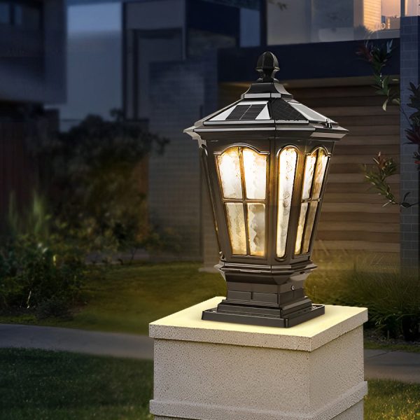 Retro Pavilion Shape Waterproof LED Solar Powered Fence Post Lights